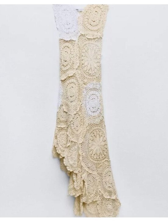 Zara Dresses & Skirts - ZARA Crochet Knit Midi Dress Limited Edition Size S Cream/Beige